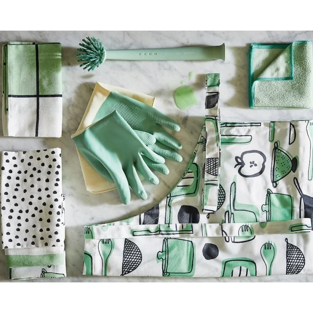 IKEA RINNIG Dish towel, white/green/patterned Cotton 18x24